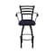 Holland Bar Stool Co Jackie with Arms 36 in. Swivel Bar Stool with Black Wrinkle Finish and Canter Twilight Seat 415 - alternate 2